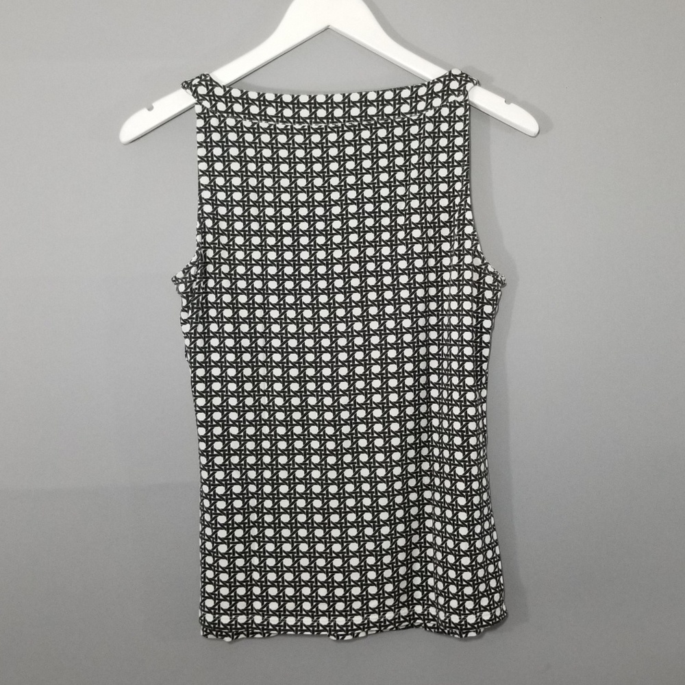 Ann Taylor Black White Sleeveless Ogee Print Top - Picture 3 of 6